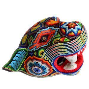 Tête de jaguar : Huichol Art