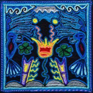 Tableau peigné d'art Huichol