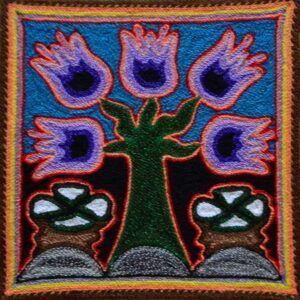 Tableau peigné d'art Huichol