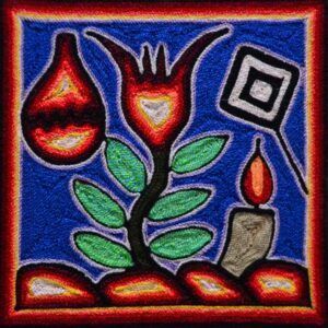 Tabla de estambre de arte huichol