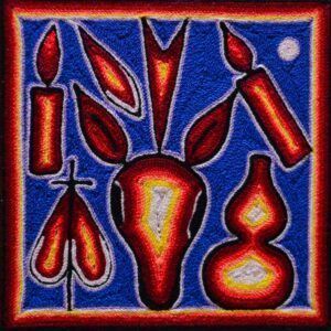 Tableau peigné d'art Huichol