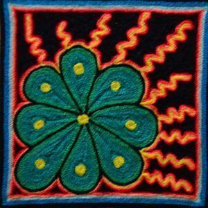Tableau peigné d'art Huichol