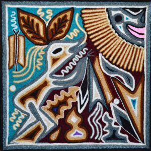 Tableau peigné d'art Huichol