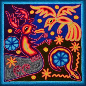 Tableau peigné d'art Huichol